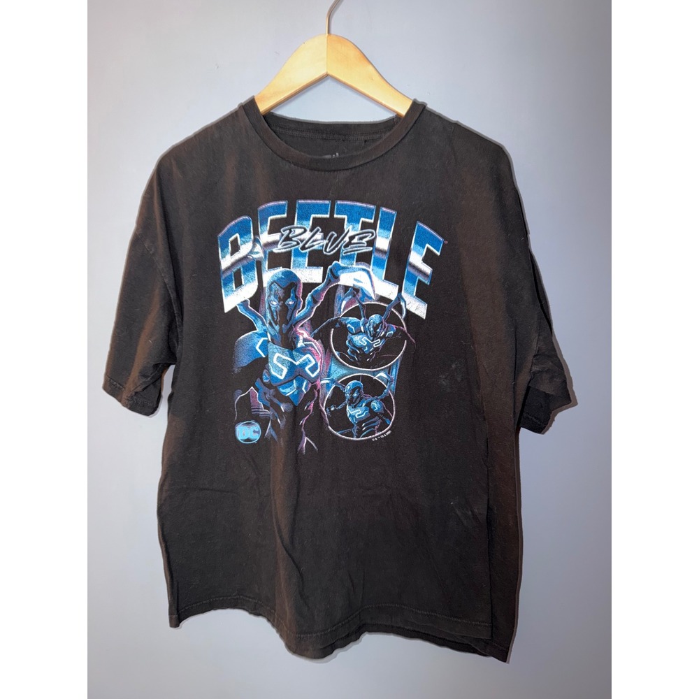 Blue Beetle DC Comics Graphic T-Shirt Mens XL Black Short Sleeve Cotton Tee‎